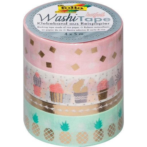 [FOL264#18] Washi Tape set 4 x 5 m, (3x15 mm + 1x5 mm) HOTFOIL GOLD