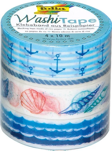 [FOL264#24] Washi Tape 4er Set MARITIME, 3x 15mmx10m + 1x 5mmx10m*
