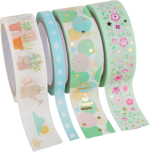 [FOL264#35] Washi Tape 4er Set HOTFOIL SPRING I, 3x 15mmx5m + 1x 5mmx5m