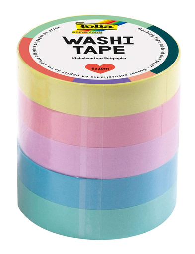 [FOL264#39] Washi Tape Set 5pces COLOUR PASTEL, 5x 10mmx10m