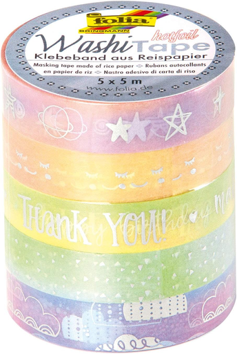[FOL264#49] Washi Tape Set 5pces HOTFOIL RAINBOW, 5x 10mmx5m