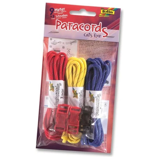 [FOL833#01] Paracords 3 x 3M, 3 kliksluitingen, kattenoog