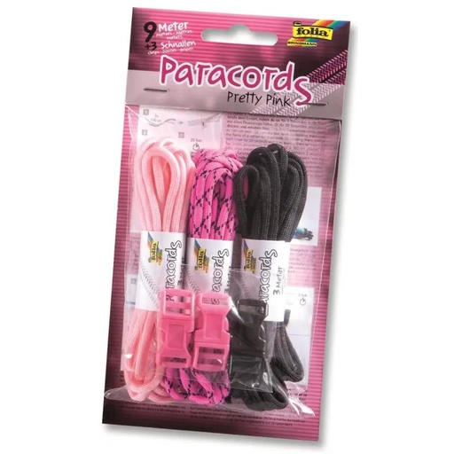 [FOL833#03] Paracord 4mm - 3x1m + 3 clips - ''Pretty Pink''