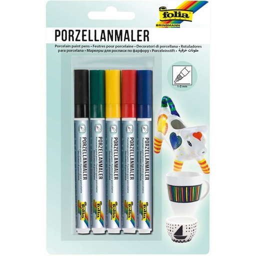 [FOL933933] Porseleinverfstiften, Kleurassortiment - 5 stuks