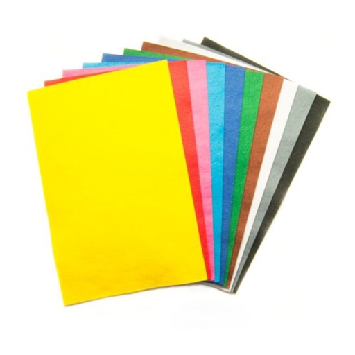 [2833#AS1] Plaquettes Feutrine 1,5mm 20x30cm, 10 pièces assortiment de couleurs