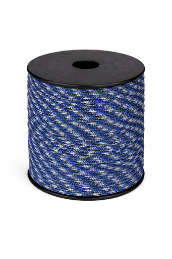[P17505#323] Paracord 2mm, Blauw/Zwart/Wit, 50M