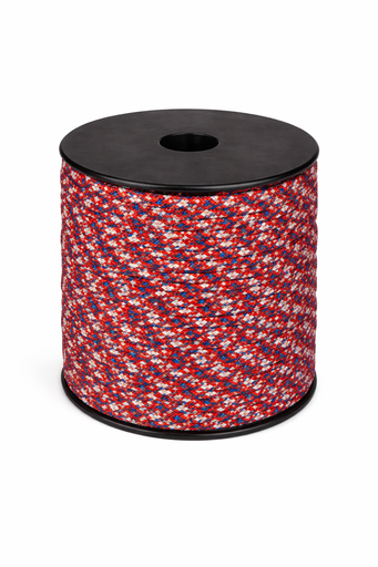 [P17505#326] Paracord 2mm, Rood/Blauw/Wit, 50M