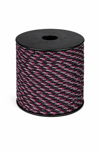 [P17505#335] Paracord 2mm, rouge/noir/blanc, 50m