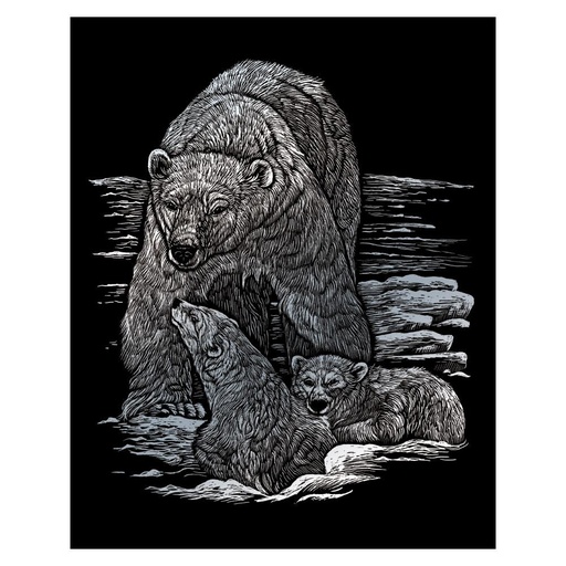 [RB-SILF#14] Dessin Scratch 12,7 x 17,8cm plume inclus, Ours & oursons