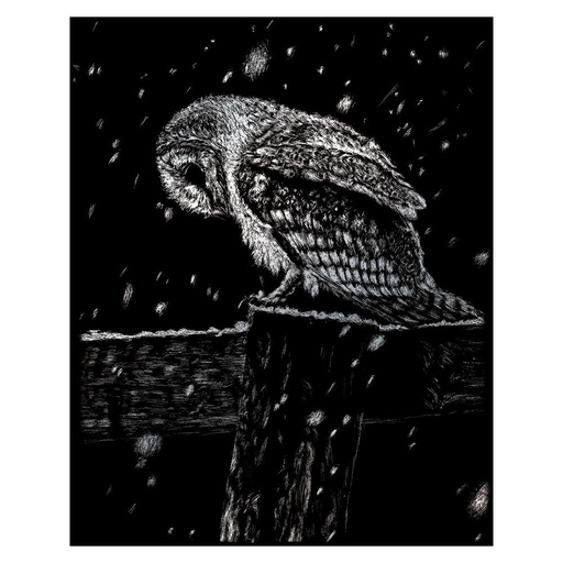 [RB-SILF#41] Krastekening A4 Silver Foil met pen, Sneeuwval bij nacht