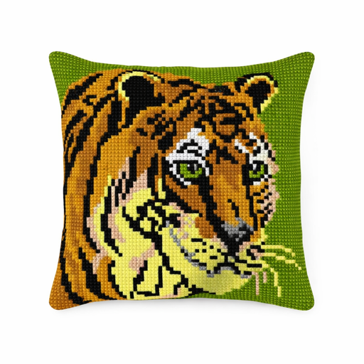 [BE4041#35] Kit Coussin Point de Croix Decoline 40x40cm, n°35 Tigre