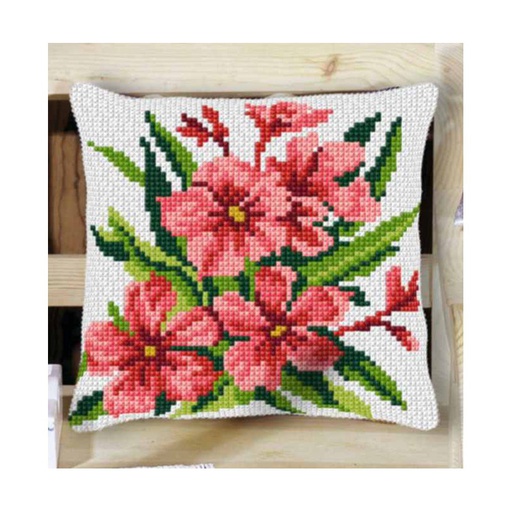 [BE4041#40] Kit Coussin Point de Croix Decoline 40x40cm, n°40 boucquet