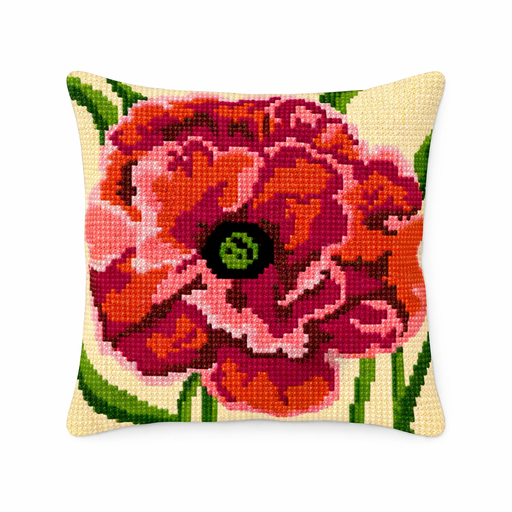 [BE4041#55] Kit Kruissteekkussen Decoline 40x40cm, n°55 Roos