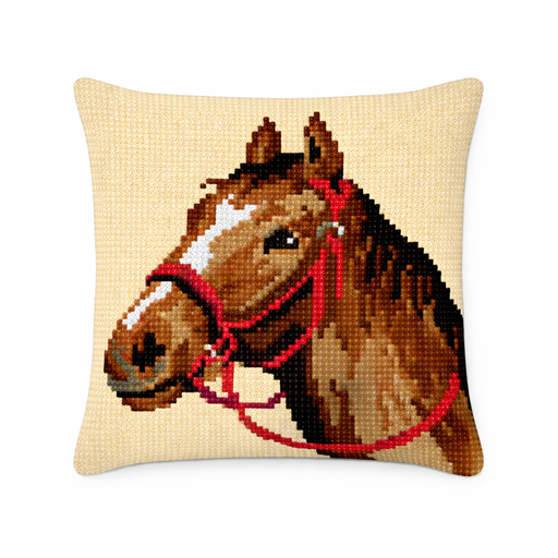 [BE4041#60] Kit Coussin Point de Croix Decoline 40x40cm, n°60 Cheval