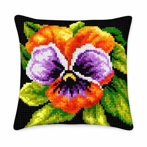 [BE4041#70] Kit Kruissteekkussen Decoline 40x40cm, n°70 Viooltje