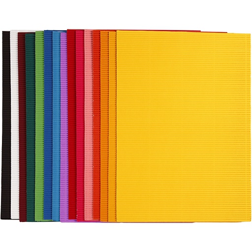 [CR21927] Ribbelkarton, vel 25x35 cm, 80 gr, 15 div vellen/ 1 doos