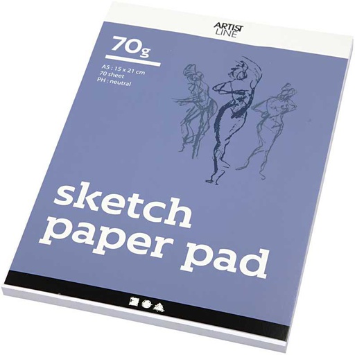 [CR22102] Bloc de dessin, A5, 148x210 mm, 70 gr, blanc, 70 flles/ 1 Pq.