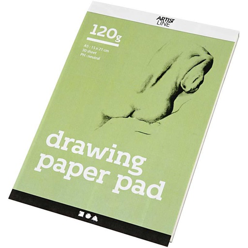 [CR22105] Bloc de dessin, A5, 148x210 mm, 120 gr, blanc, 30 flles/ 1 pièce