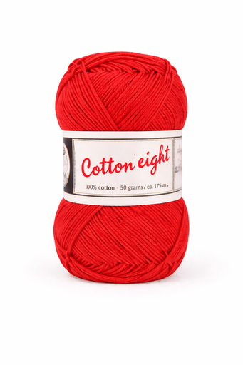 [DU#338] Haakkatoen Cotton 8 (100% katoen) 50gr, Rood