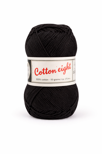 [DU#399] Coton à Tricoter Cotton 8 (100% coton) 50gr, Noir