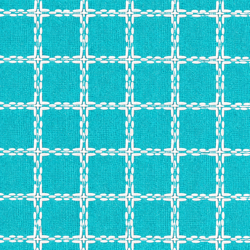 [BB5411] Beiersbont, 100% katoen, 160cm breed, turquoise/wit