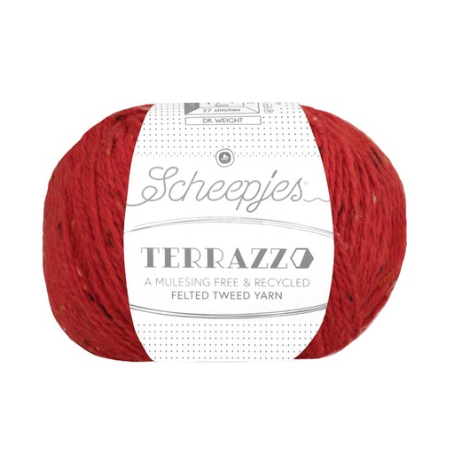 [TER250#718] Scheepjeswol "Terrazzo", 5x50g, 70% wol/30% viscose/gerecycleerd, naald 4.0, kleur 718 Scarlatto