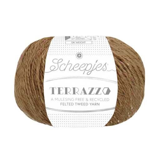 [TER250#748] Scheepjeswol "Terrazzo", 5x50g, 70% wol/30% viscose/gerecycleerd, naald 4.0, kleur 748 Cioccolato