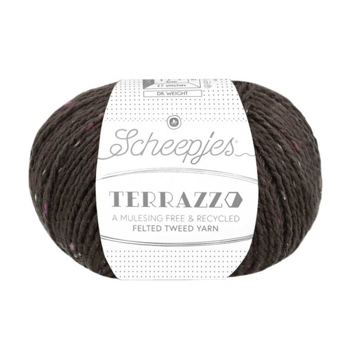 [TER250#750] Scheepjeswol "Terrazzo", 5x50g, 70% wol/30% viscose/gerecycleerd, naald 4.0, kleur 750 Liquirizia