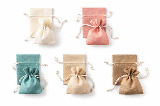 [FOL63119] Fabric bags "jute-look", 10x13,5cm10 bags, assorted colours