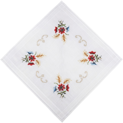 [BE80#10292] Nappe à broder pré-imprimée, 80x80 cm, fil inclus, point de croix