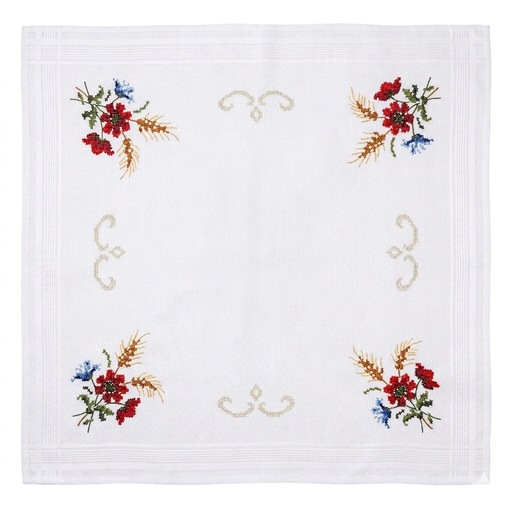 [BE80#10292] Nappe à broder pré-imprimée, 80x80 cm, fil inclus, point de croix