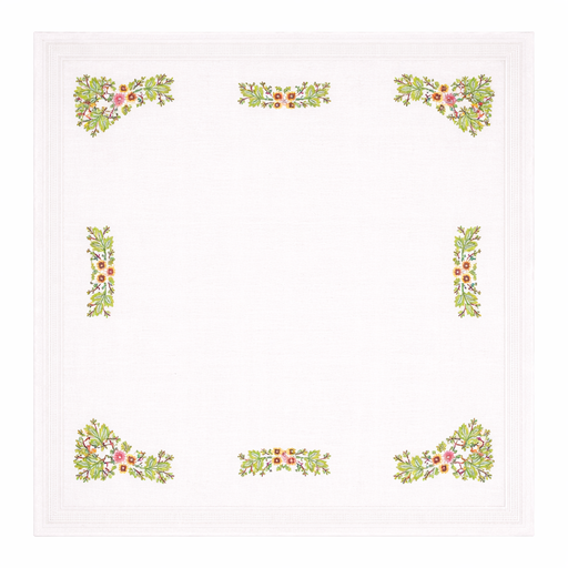 [BE80#1292] Nappe à broder pré-imprimée, 80x80 cm, fil inclus, point de croix