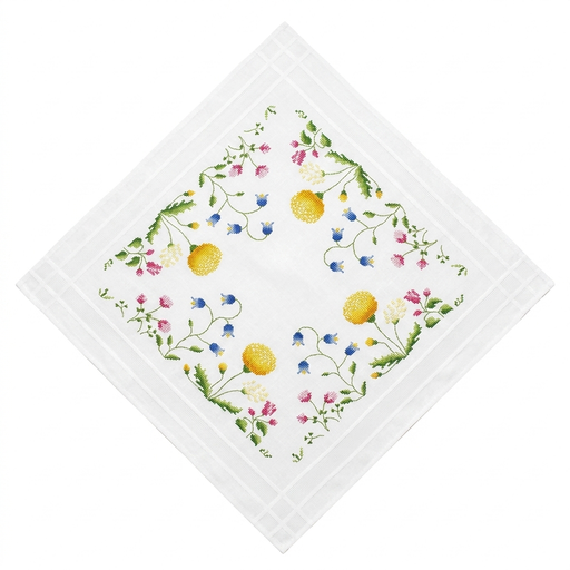 [BE80#1353] Nappe à broder pré-imprimée, 80x80 cm, fil inclus, point de croix