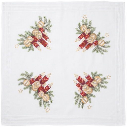 [BE80#200110] Nappe à broder pré-imprimée, 80x80 cm, fil inclus, point de croix