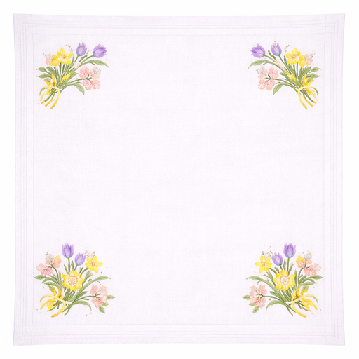 [BE80#11151] Nappe à broder pré-imprimée, 80x80 cm, fil inclus, point de tige
