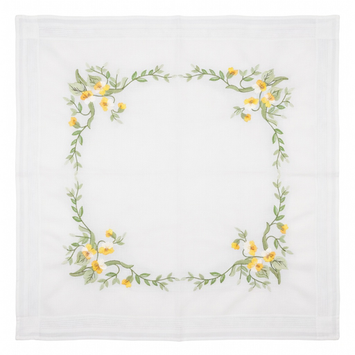 [BE80#11463] Nappe à broder pré-imprimée, 80x80 cm, fil inclus, point de tige