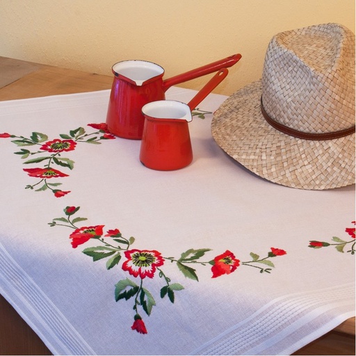 [BE80#1288] Napje voorbedrukt dessin, 80x80 cm, met garen, steelsteek