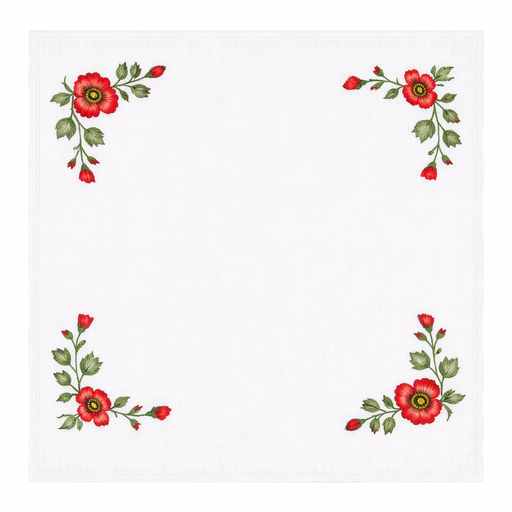 [BE80#1288] Nappe à broder pré-imprimée, 80x80 cm, fil inclus, point de tige