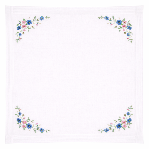 [BE80#11702] Nappe à broder pré-imprimée, 80x80 cm, fil inclus, point de tige