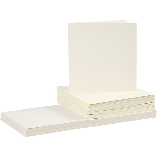 [CR23119] Kaarten en enveloppen, afmeting kaart 15x15 cm, afmeting envelop 16x16 cm, 110+220 gr, off-white, 50 set/ 1 doos