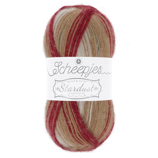[STAR500#661] Scheepjes Stardust (11% mohair, 11% wol, 75% acryl, 3% metallic polyester) Rood/Beige, N° 661