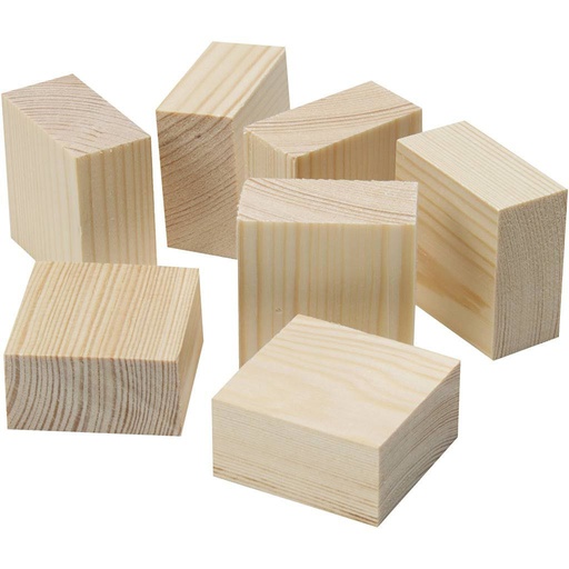 [CR677132] Houten blokjes, 4cm x 4cm x 2cm - 10 stuks