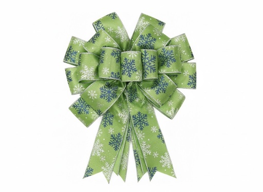 [BE13937-2520#1] Berisfords satijnlint "Snowflake"groen/blauw, 25mm breed, 20m
