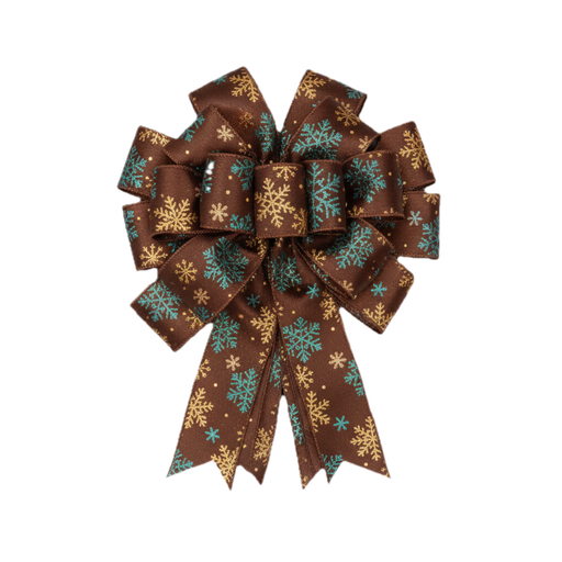 [BE13937-2520#6] Berisfords satijnlint "Snowflake"bruin/blauw, 25mm breed, 20m