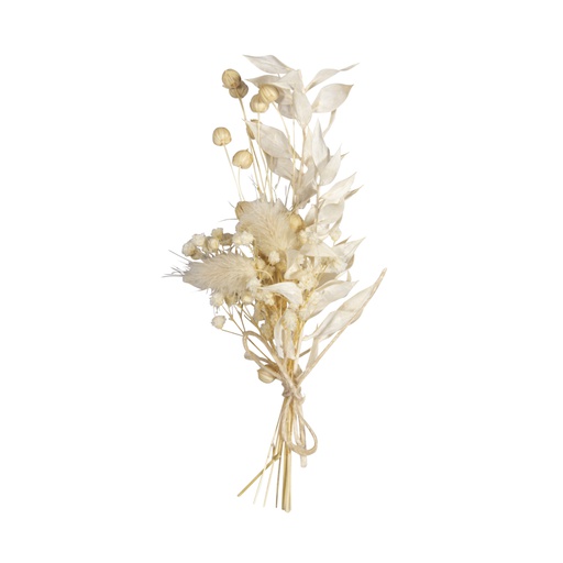 [R85491#104] Bouquet de fleurs séchées - 28/20 cm, ivoire