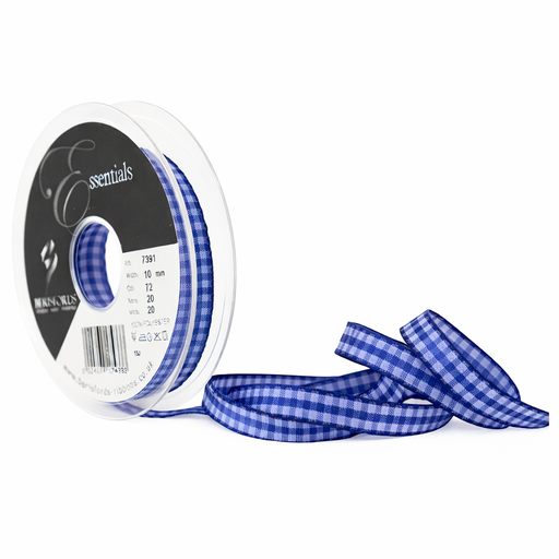 [B739110#12] Berisfords Lint 10mm, Vichy - Blauw