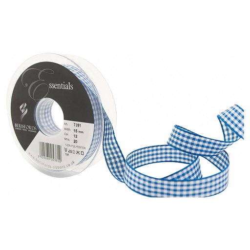 [B739115#12] Berisfords Lint 15mm, Vichy - Blauw