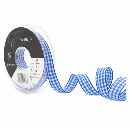 [B739115#12] Berisfords Lint 15mm, Vichy - Blauw