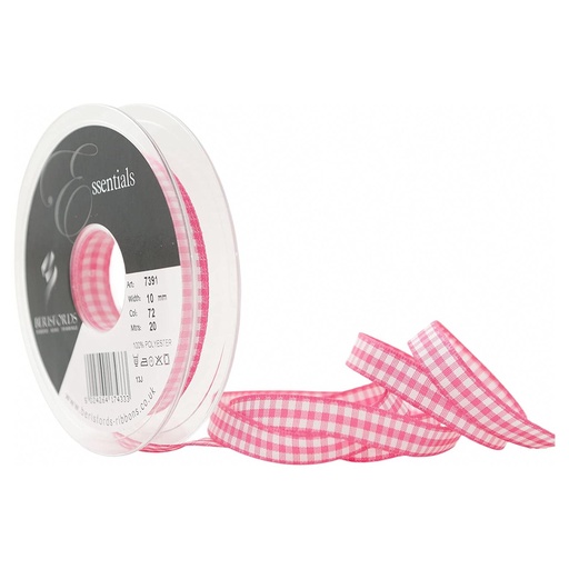 [B739110#72] Ruban Berisfords 10mm, Vichy - Roze