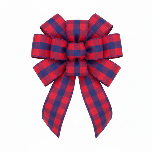 [B895340#03] Berisfords Lint 40mm - 20M, Geruit - Roze/Blauw